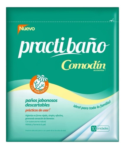 Imagen 1 de 1 de Paños Jabonos Descartables Comodín Manzanilla Antibacteriales 10u