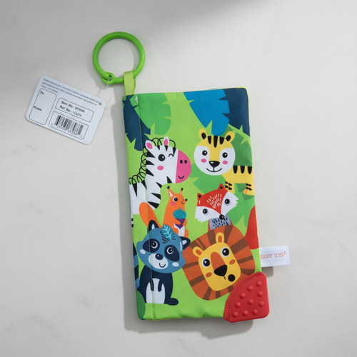 Imagen 9 de 9 de Librito Sensorial Didactico Con Mordillo Woody Toys Color Verde Selva