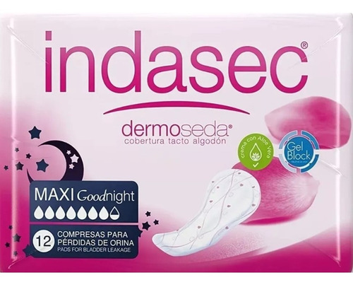 Imagen 2 de 7 de Apósitos Indasec Maxi Goodnight x 12 unidades