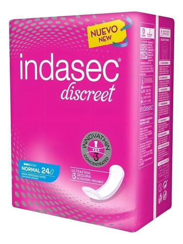 Imagen 3 de 4 de Apósitos Indasec Discret Normal x 24 unidades
