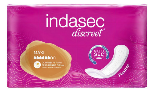 Imagen 4 de 5 de Apósitos Indasec Discreet Maxi x 15 unidades