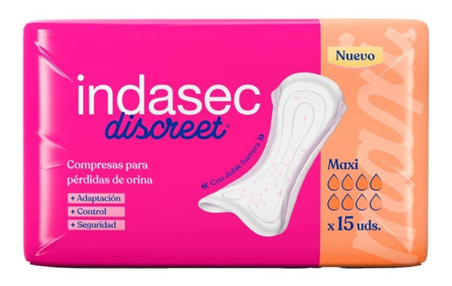 Imagen 1 de 5 de Apósitos Indasec Discreet Maxi x 15 unidades
