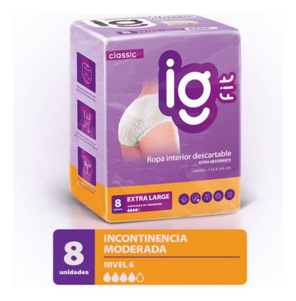 Imagen 1 de 7 de Bombachas Descartables Ig Fit Talle Extra Grande Paquete De 8 Unidades