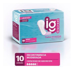 Miniatura 3 de 5 de Toallitas Femeninas Ig Discreet Maxi x 10 unidades