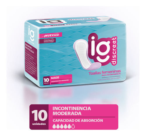 Imagen 3 de 5 de Toallitas Femeninas Ig Discreet Maxi x 10 unidades