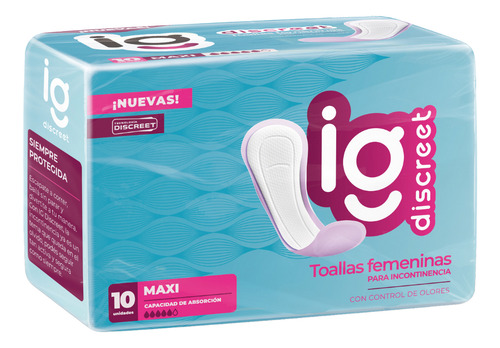 Imagen 1 de 5 de Toallitas Femeninas Ig Discreet Maxi x 10 unidades