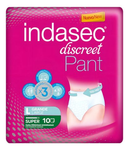 Imagen 3 de 3 de Indasec Discreet Pants Plus Grande x 12 unidades