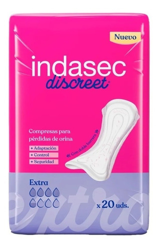 Imagen 2 de 4 de Apósitos Indasec Discreet Extra x 20 unidades