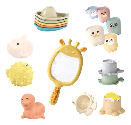 Imagen 1 de 3 de Set de Baño con Animales Formas y Barcos 22 Piezas