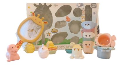 Imagen 2 de 3 de Set de Baño con Animales Formas y Barcos 22 Piezas