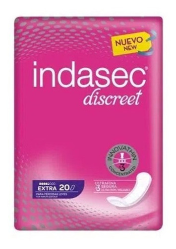 Imagen 1 de 4 de Apósitos Indasec Discreet Extra x 20 unidades