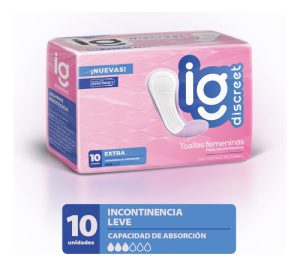 Miniatura 1 de 6 de Toallas Femeninas Ig Discreet Incontinencia Leve  Extra x 10 unidades