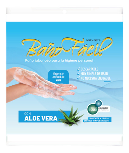 Imagen 2 de 6 de Paño Jabonoso Baño Facil con Aloe Vera x 10 unidades