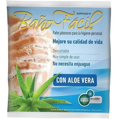 Imagen 1 de 6 de Paño Jabonoso Baño Facil con Aloe Vera x 10 unidades