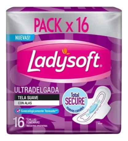 Imagen 2 de 2 de Toallitas Ladysoft Ultra Delgada Suave 16 Unidades Extracto de algodón