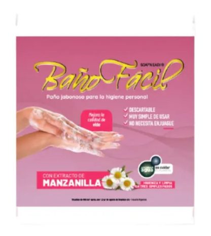 Imagen 4 de 9 de Paños Jabonosos Baño Fácil con Manzanilla X 10 U Sin Enjuague