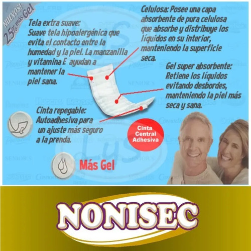Imagen 3 de 3 de Apósito Nonisec Incontinencia Leve x 20 unidades
