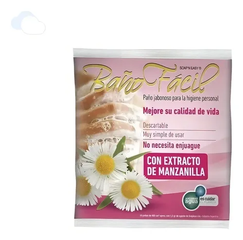 Imagen 3 de 9 de Paños Jabonosos Baño Fácil con Manzanilla X 10 U Sin Enjuague