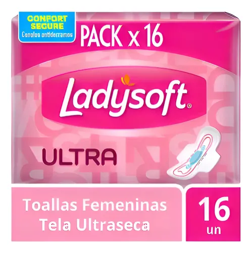 Imagen 1 de 3 de Toallita Femenina Ladysoft Ultra Seca x 16 Unidades