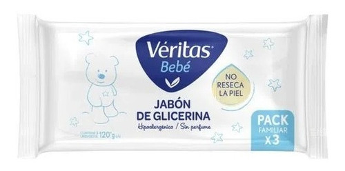 Imagen 2 de 2 de Jabón Veritas De Glicerina Para Bebes 120g Pack x3