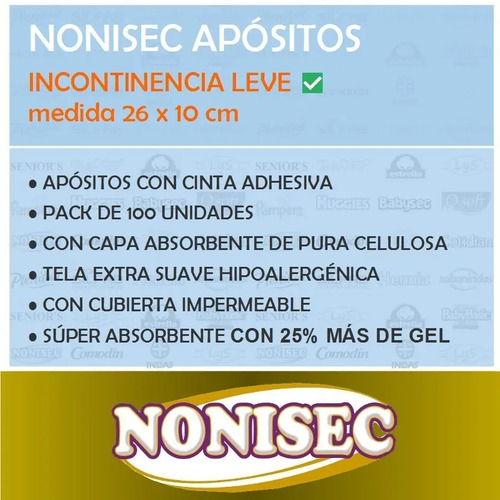 Imagen 2 de 3 de Apósito Nonisec Incontinencia Leve x 20 unidades