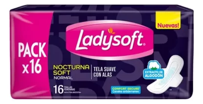 Imagen 1 de 1 de Toallas Femeninas Ladysoft Nocturna Soft Normal 16 U