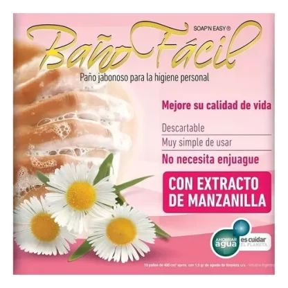 Imagen 1 de 9 de Paños Jabonosos Baño Fácil con Manzanilla X 10 U Sin Enjuague