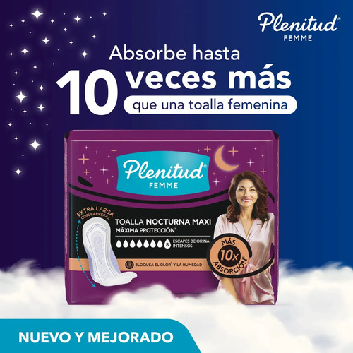 Imagen 4 de 6 de Plenitud Femme Nocturna Sin Alas Maxi x 20 unidades