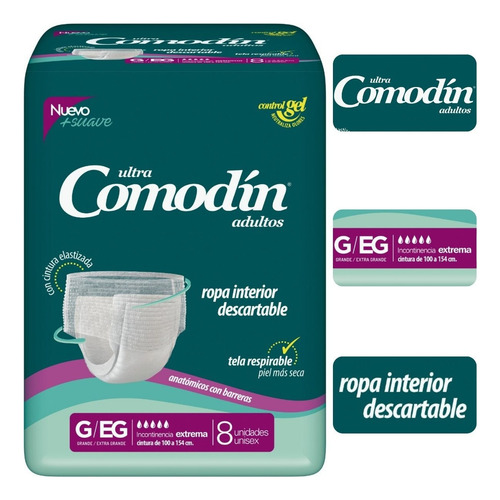 Imagen 2 de 3 de Ropa Interior Comodín Talle G/EG x 8 unidades Máxima Absorción