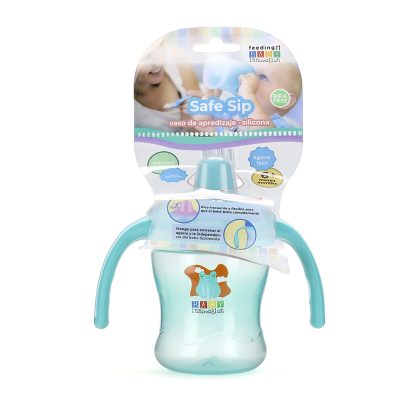 Imagen 9 de 12 de Vaso Entrenador Baby Innovation Safe Sip 210ml con Pico Silicona +6 Meses Antiderrame