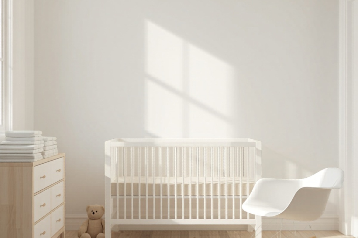 Cuarto de bebé preparado para la llegada del recién nacido - cuna cambiador mecedora