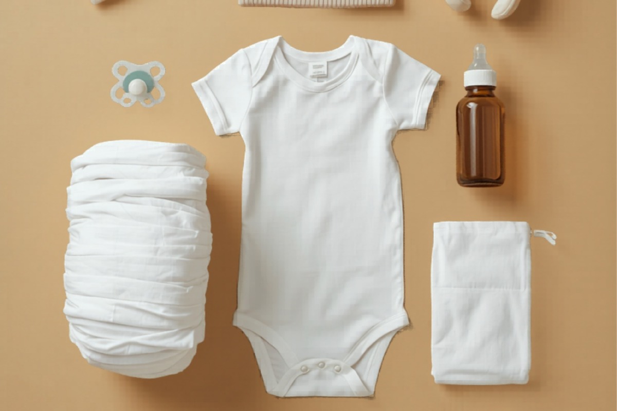 Esenciales para recién nacido - pañales body mamadera chupete óleo