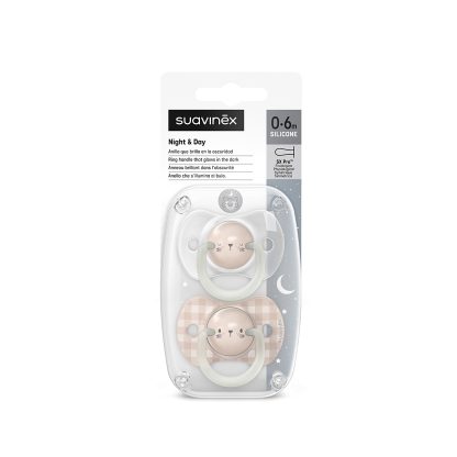 Imagen 13 de 28 de Chupete Fisiológico Suavinex Night & Day x2 con Anilla Luminiscente 0-6 / 6-18 Meses
