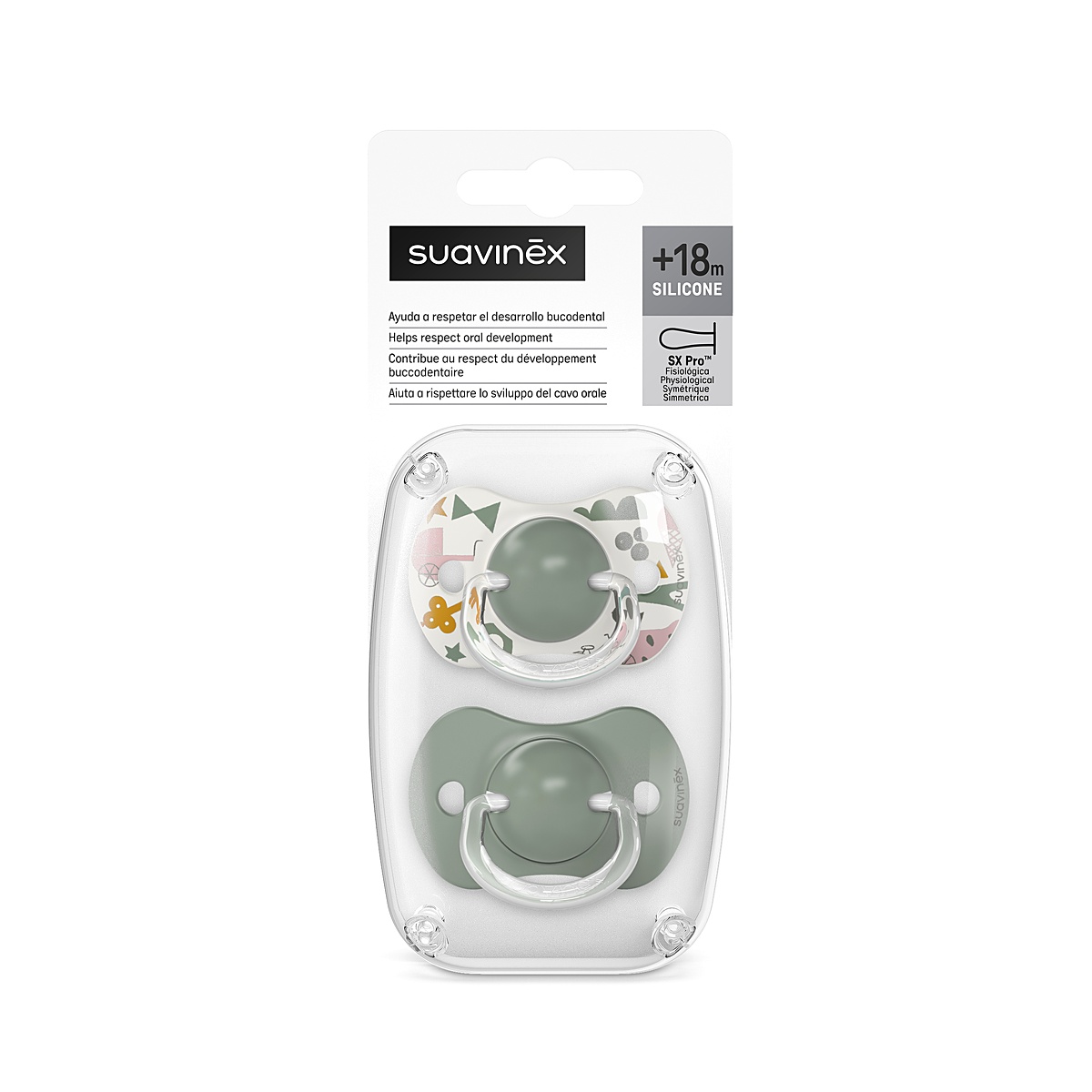 Imagen 9 de 12 de Chupete Suavinex Prints A Walk 2U +18 Meses Pack 2 Unidades Fisiológico