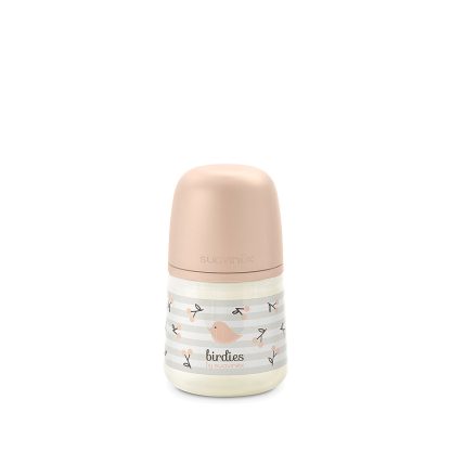 Imagen 1 de 12 de Mamadera Suavinex Prints Birdies 150ml PP Flujo Lento Recién Nacido
