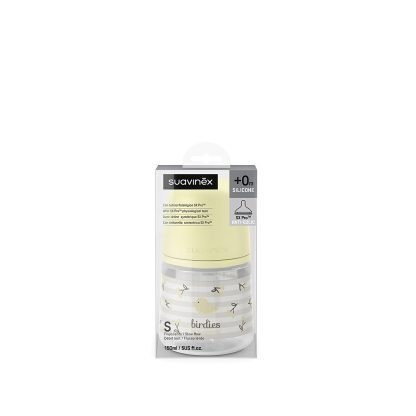 Imagen 4 de 12 de Mamadera Suavinex Prints Birdies 150ml PP Flujo Lento Recién Nacido