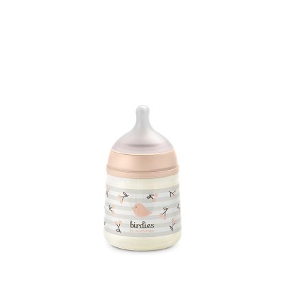 Imagen 5 de 12 de Mamadera Suavinex Prints Birdies 150ml PP Flujo Lento Recién Nacido