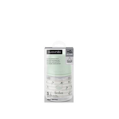 Imagen 9 de 12 de Mamadera Suavinex Prints Birdies 150ml PP Flujo Lento Recién Nacido