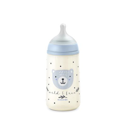 Imagen 3 de 12 de Mamadera Suavinex Prints Wild & Free 270ml Flujo Medio +3 Meses
