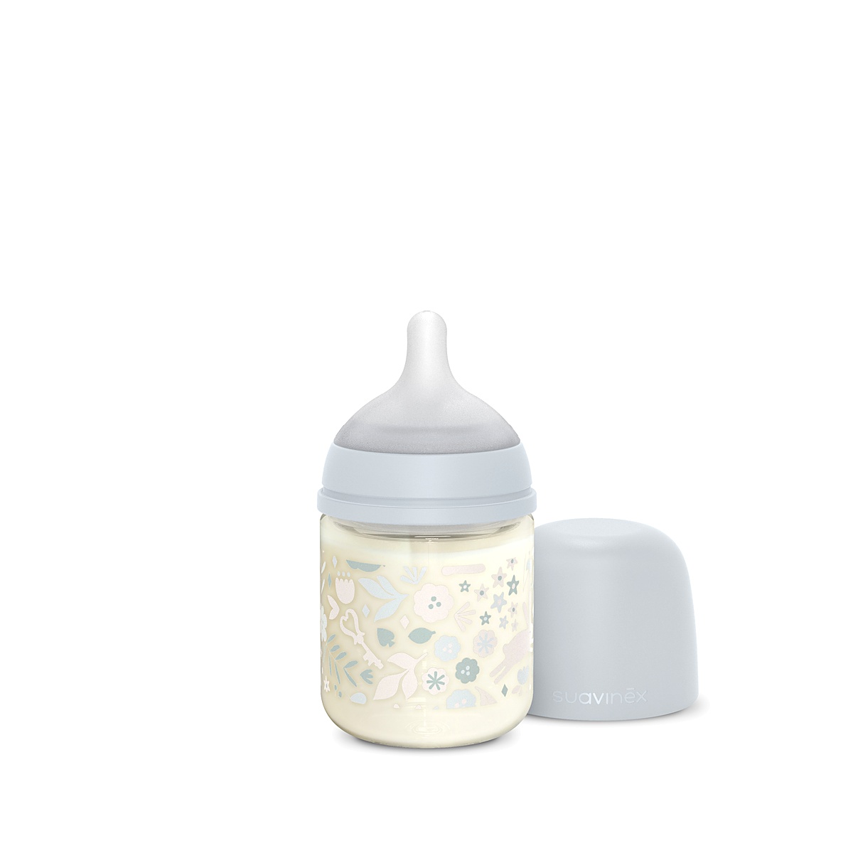 Imagen 6 de 12 de Mamadera Suavinex Wonderland Vidrio 120ml Flujo Lento 0m+