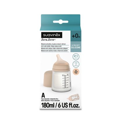 Imagen 5 de 8 de Mamadera Anticólicos Suavinex Zero.Zero 180ml Flujo Adaptable