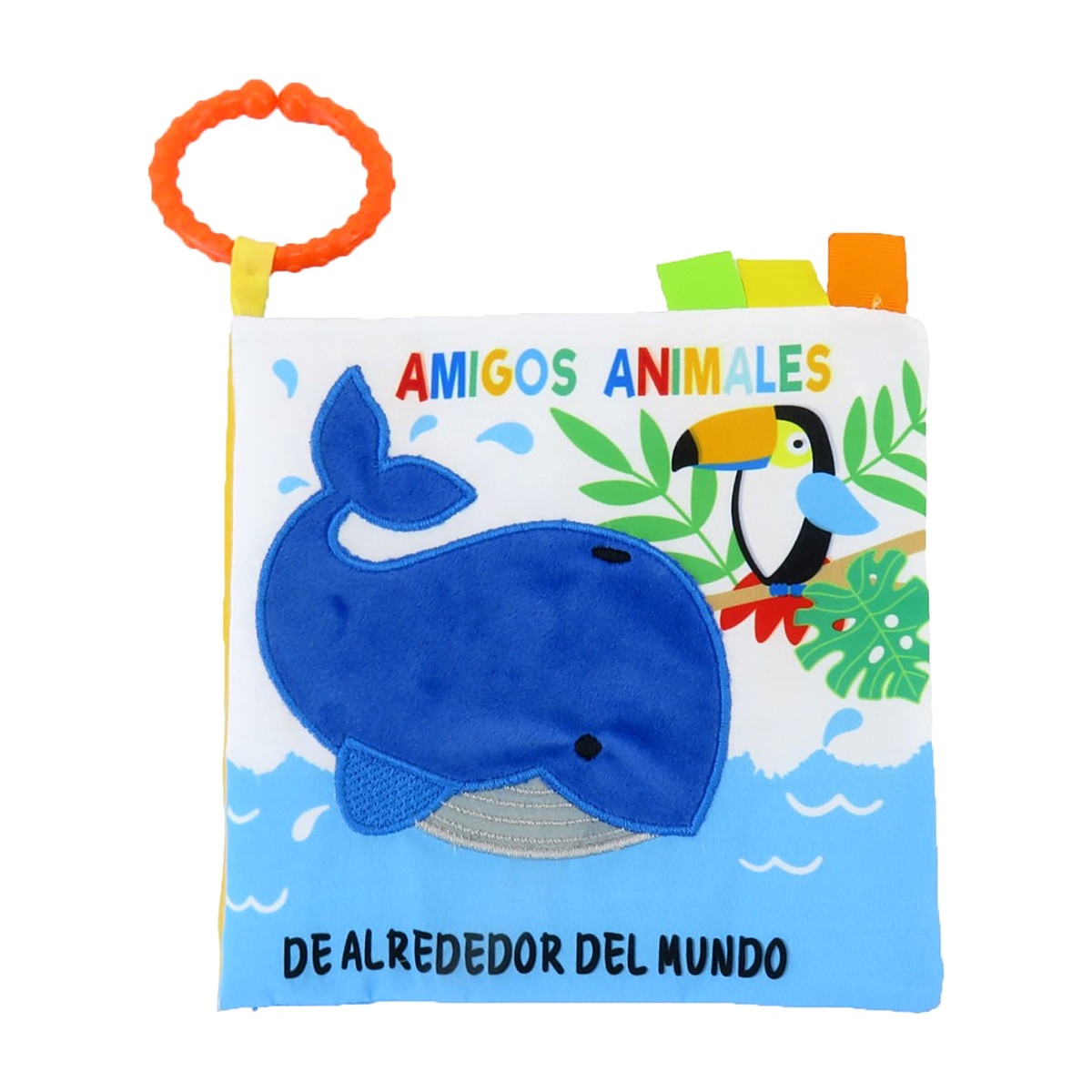 Imagen 1 de 1 de Libro de Tela Woody Toys 110691 Amigos Animales Alrededor del Mundo con Aro para Cochecito