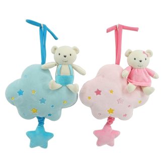 Cunero Woody Toys 110412 Nube y Osito Plush Rosa y Celeste