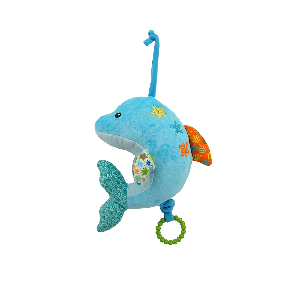 Imagen 2 de 4 de Cunero Delfín Woody Toys 110220 Peluche Sonajero para Cuna y Cochecito