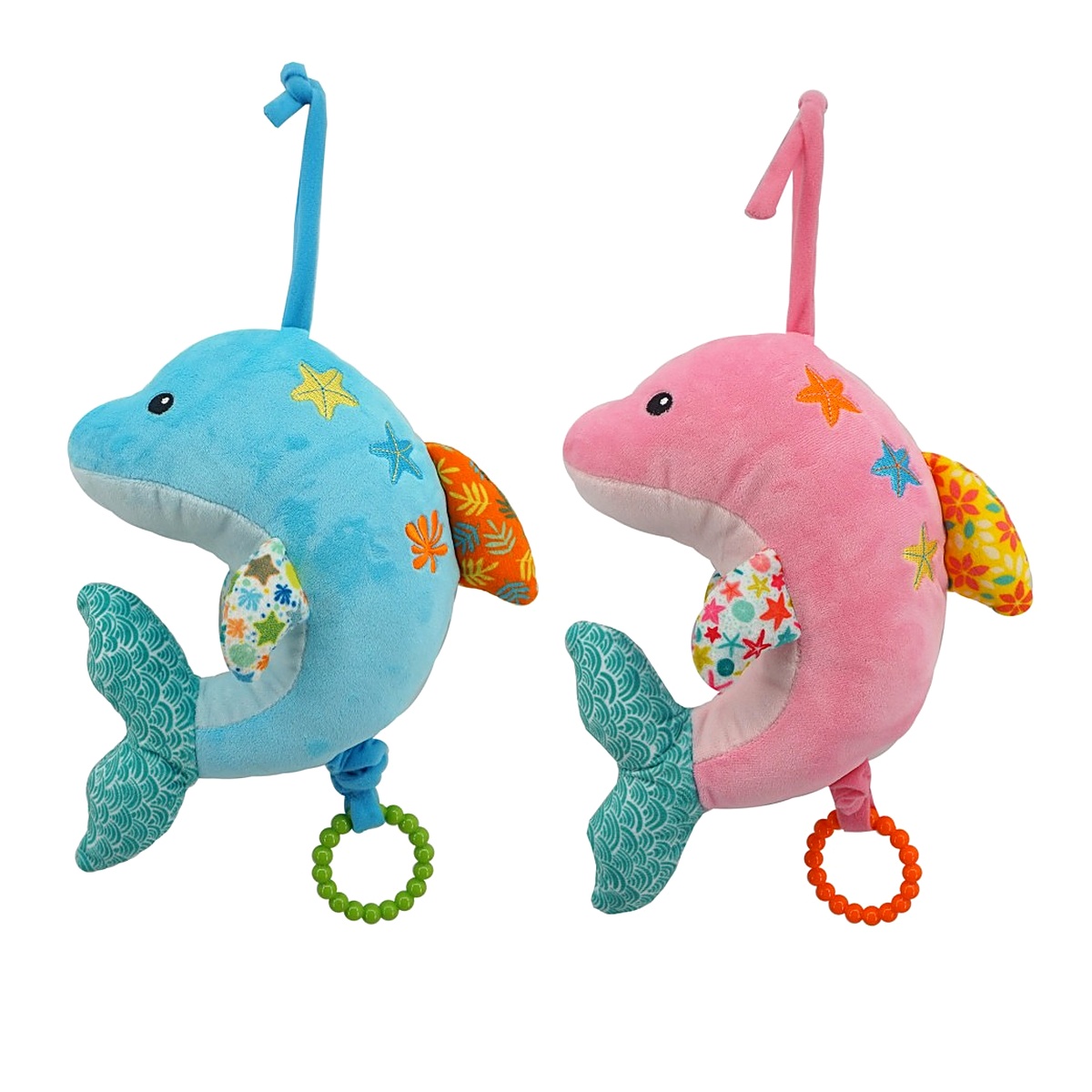 Imagen 3 de 4 de Cunero Delfín Woody Toys 110220 Peluche Sonajero para Cuna y Cochecito