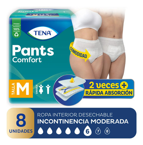 Imagen 1 de 6 de Ropa Interior Tena Pants Clásico Talle M X8 Unidades