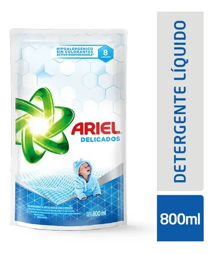 Imagen 2 de 2 de Jabon Liquido Ariel Delicados 800 Ml Hipoalergénico Ideal Bebé