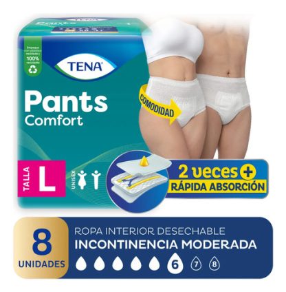 Imagen 1 de 6 de Ropa Interior Tena Pants Clásico Comfort Talle L X8 Unidades