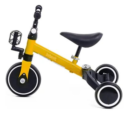 Imagen 2 de 6 de Triciclo Con Manija Bebesit Sl-2023 2 En 1 Amarillo