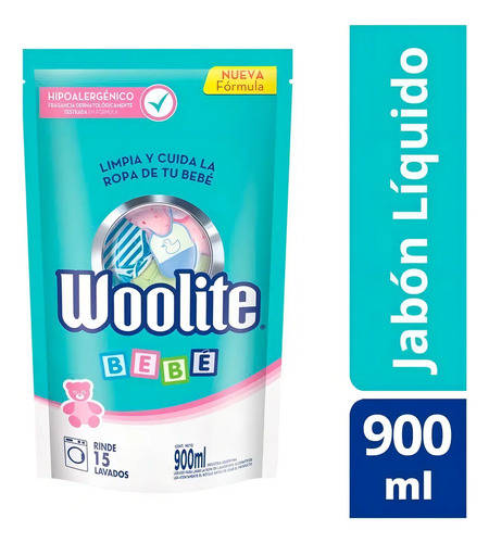 Imagen 2 de 3 de Jabón Líquido Woolite Bebé Matic Repuesto 900ml